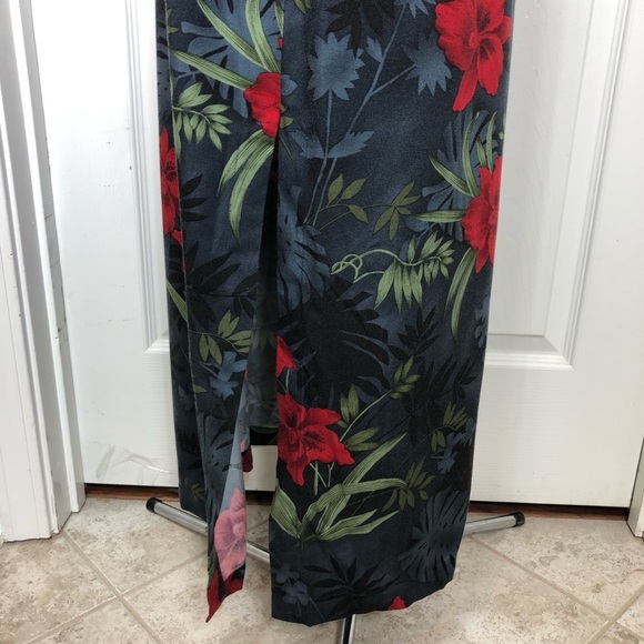 Caribbean Joe Rayon Collar Sleeveless 1/4 Buttoned Hawaiian Floral Maxi Dress M - Picture 5 of 16